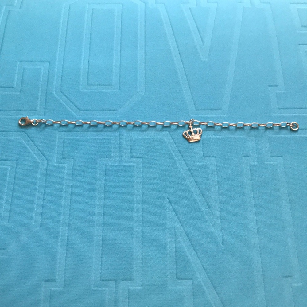 🎀925 stamped sterling bracelet w/ crown charm 👑 - Picture 2 of 7